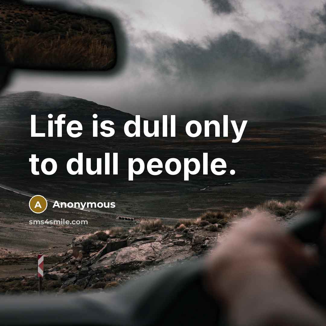 “Life is dull only to dull people.” quote by Anonymous