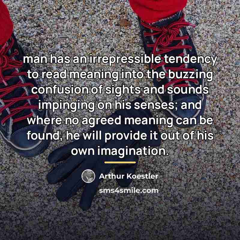 “man has an irrepressible tendency to read meaning into the…” quote by Arthur Koestler