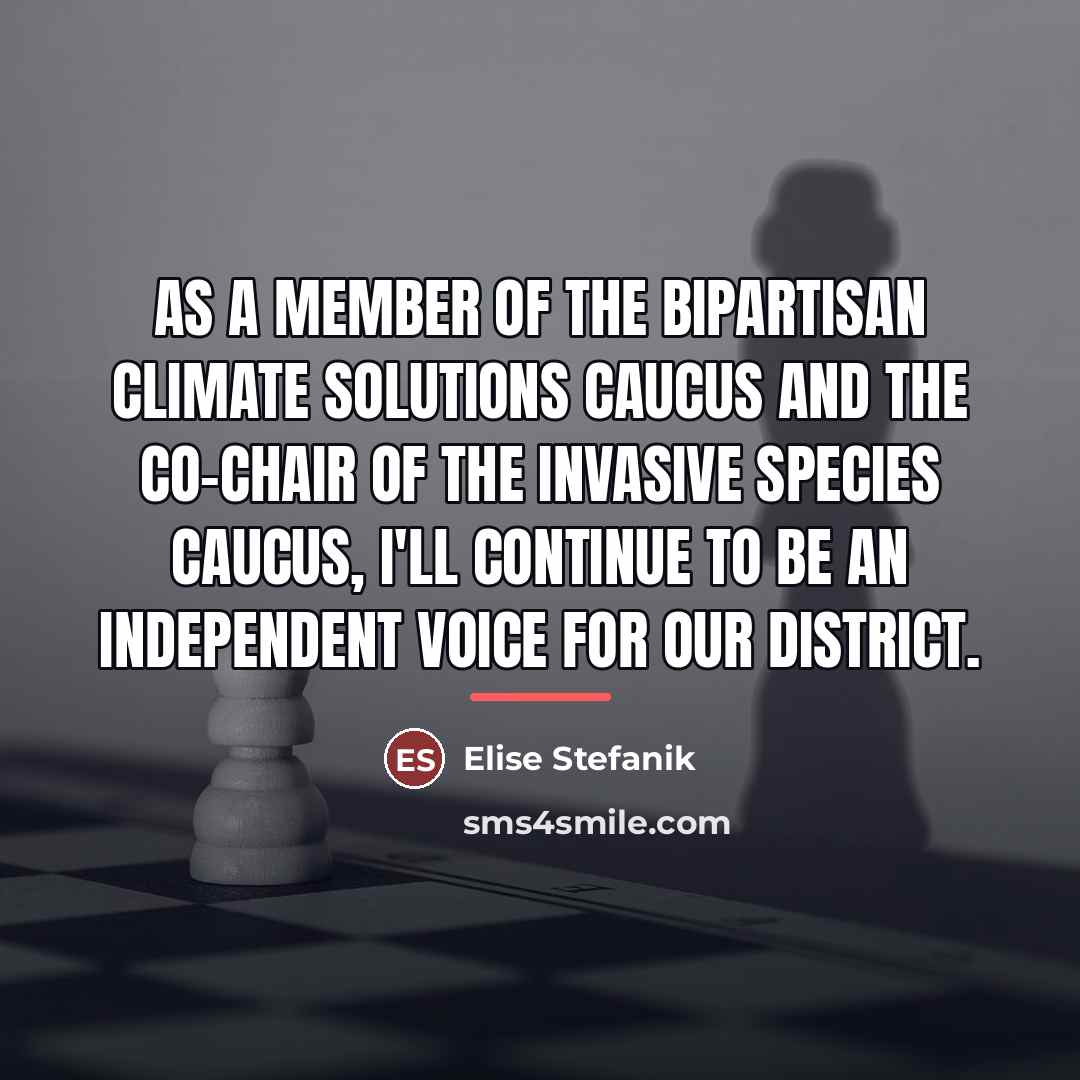 “As a member of the bipartisan Climate Solutions Caucus and…” quote by Elise Stefanik
