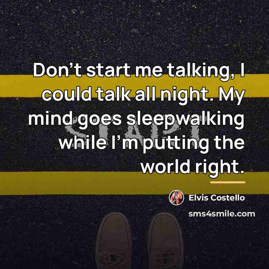 “Don't start me talking, I could talk all night. My…” quote by Elvis Costello