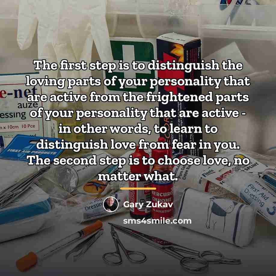 “The first step is to distinguish the loving parts of…” quote by Gary Zukav