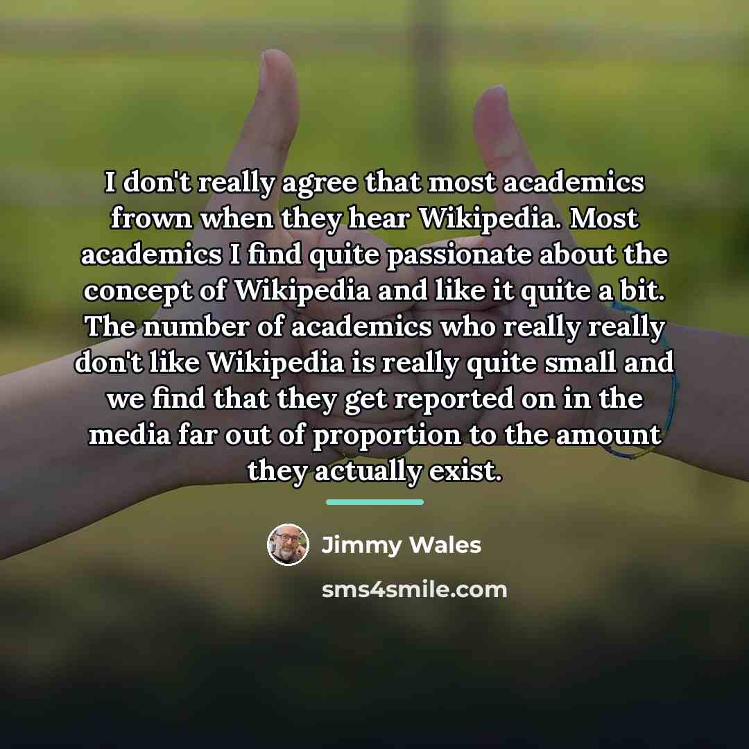 “I don't really agree that most academics frown when they…” quote by Jimmy Wales