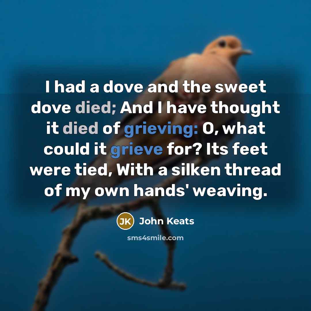 “I had a dove and the sweet dove died; And…” quote by John Keats