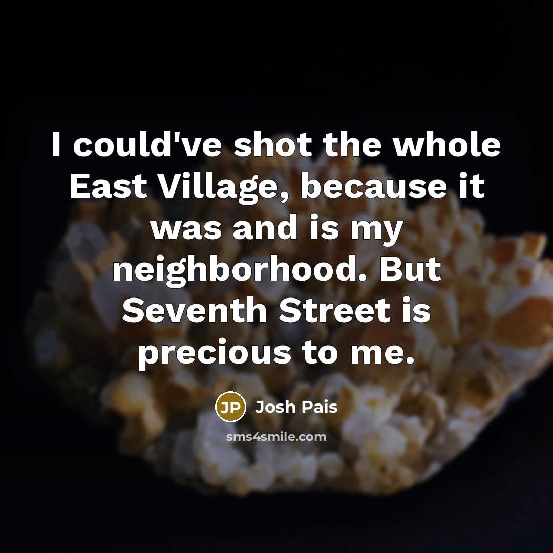 “I could've shot the whole East Village, because it was…” quote by Josh Pais