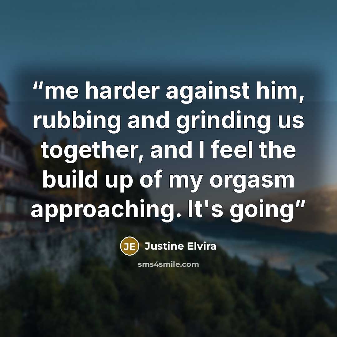 “me harder against him, rubbing and grinding us together, and I feel the build up of my orgasm approaching. It's going” quote by Justine Elvira