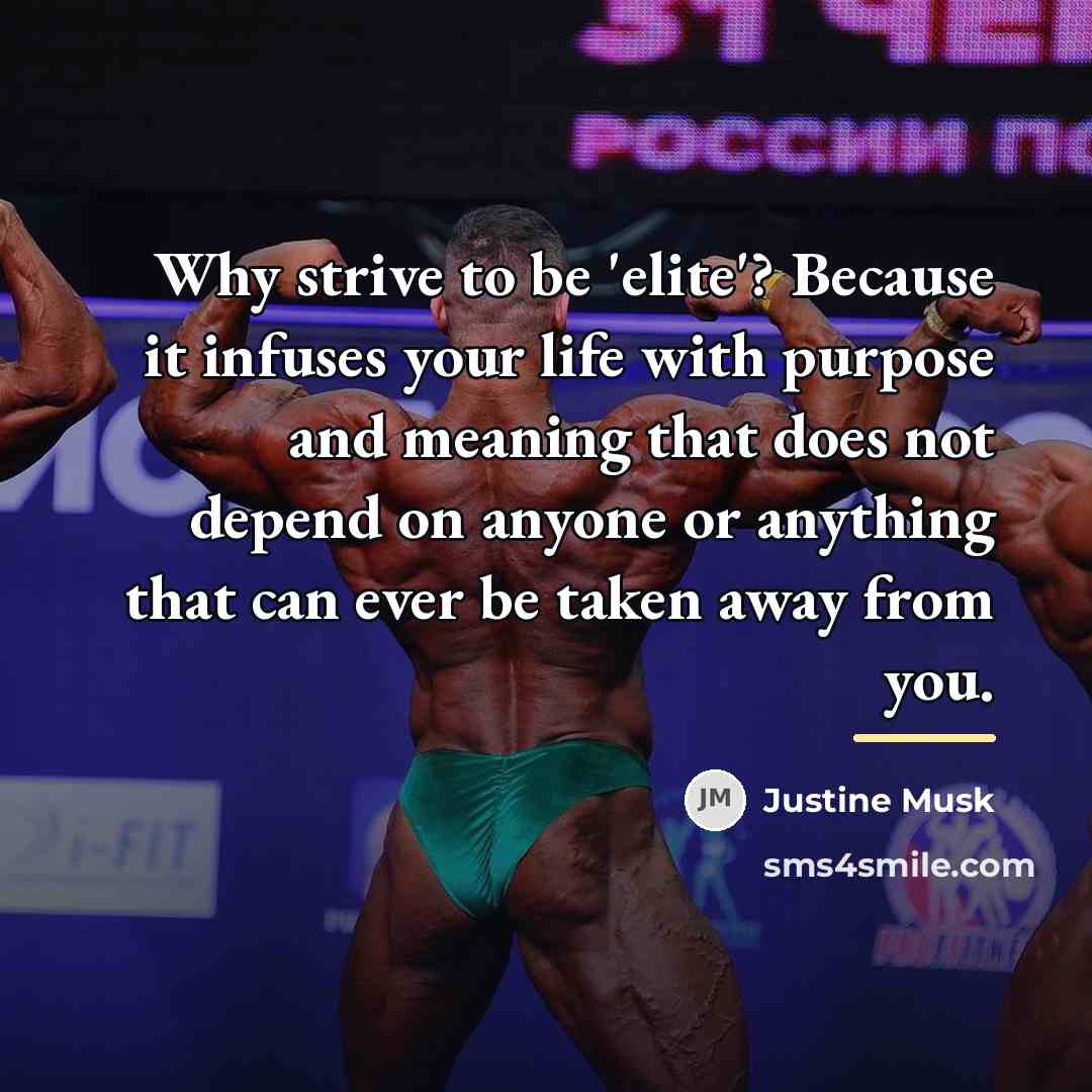 “Why strive to be 'elite'? Because it infuses your life…” quote by Justine Musk