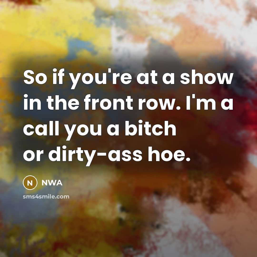 “So if you're at a show in the front row. I'm a call you a bitch or dirty-ass hoe.” quote by NWA