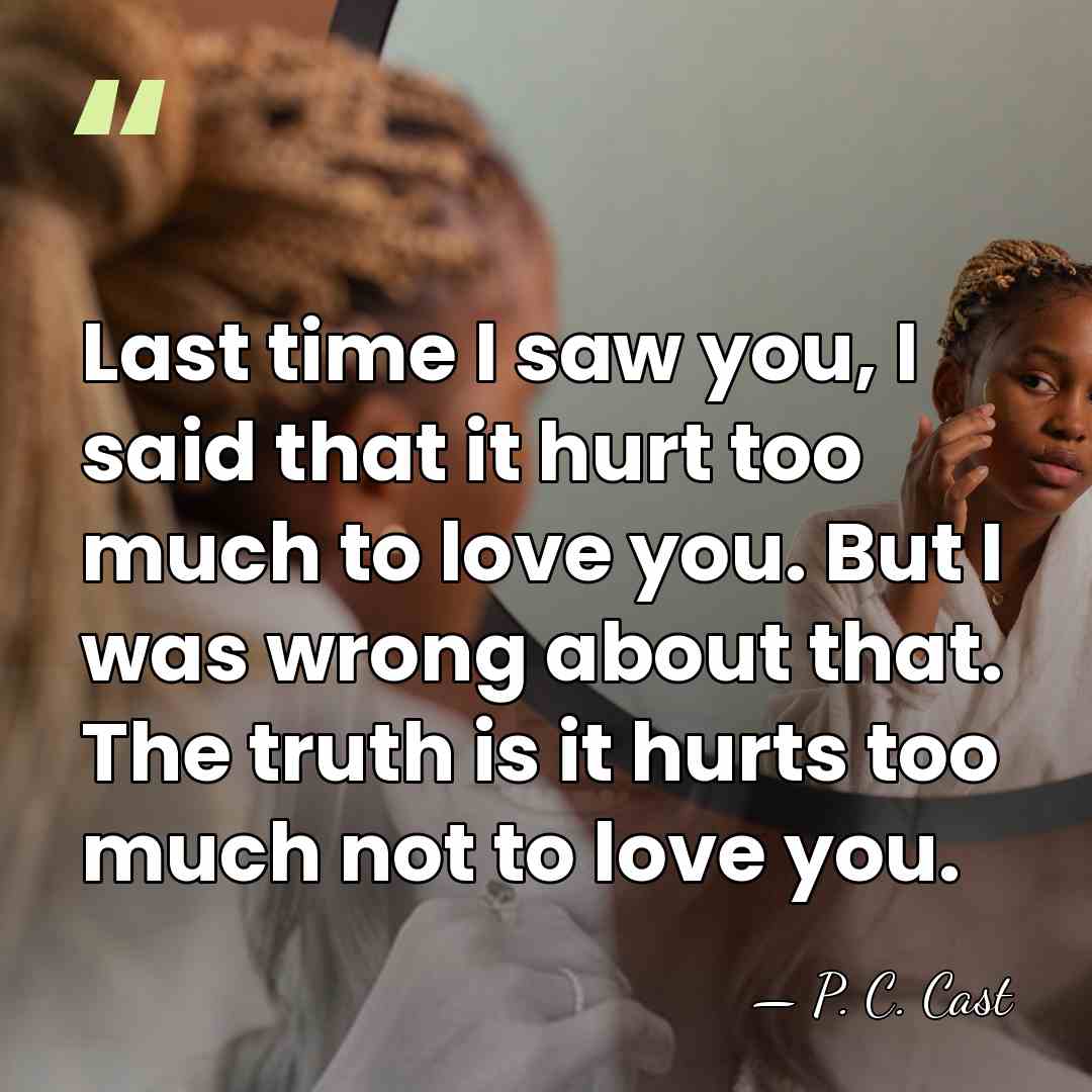 Last time I saw you, I said that it hurt too much&hellip; - P. C. Cast