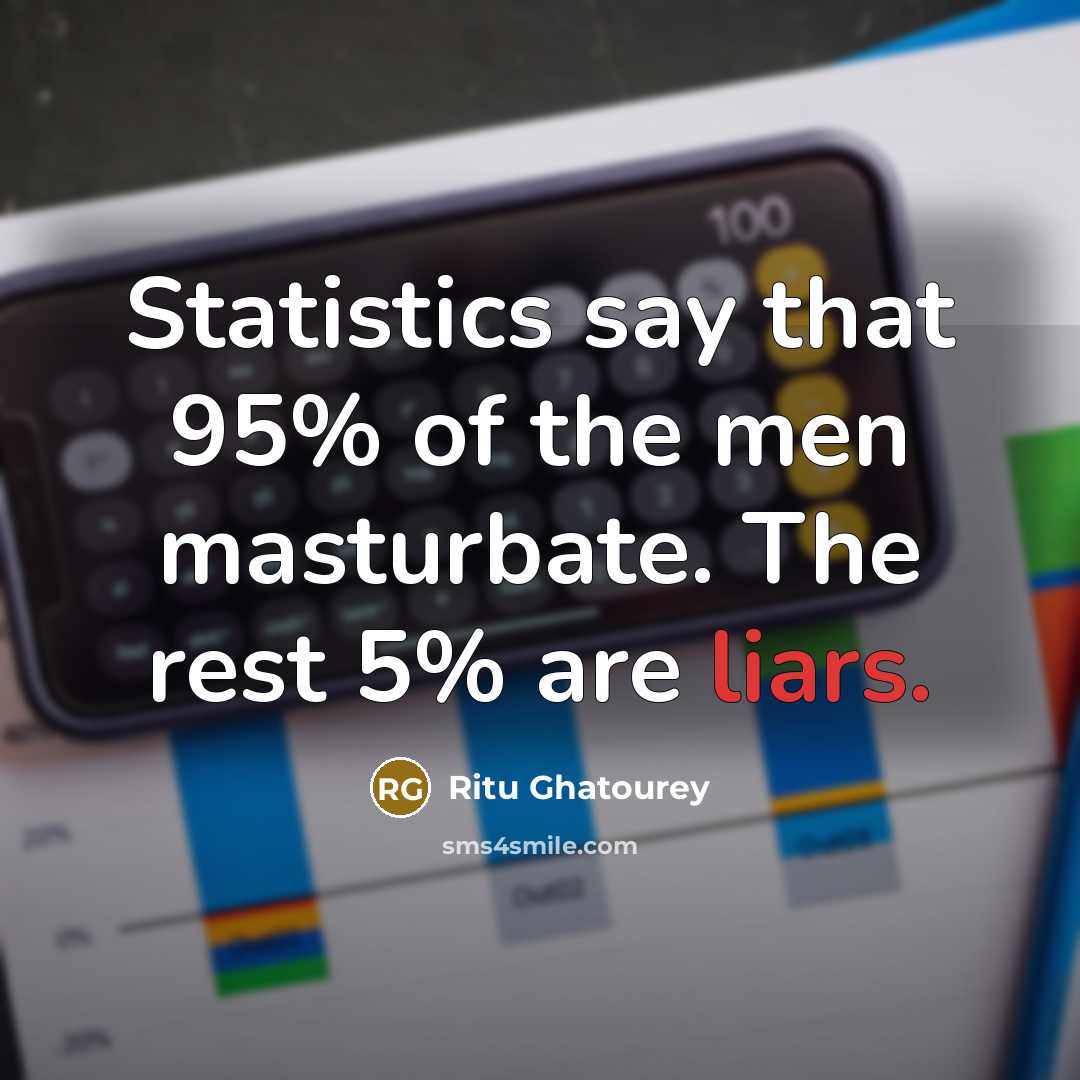 “Statistics say that 95% of the men masturbate. The rest…” quote by Ritu Ghatourey