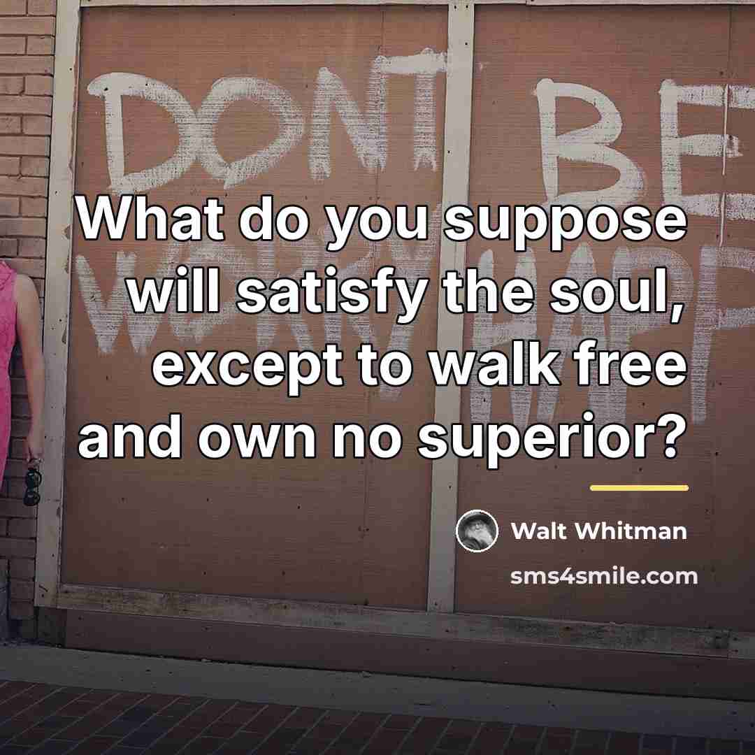 “What do you suppose will satisfy the soul, except to…” quote by Walt Whitman