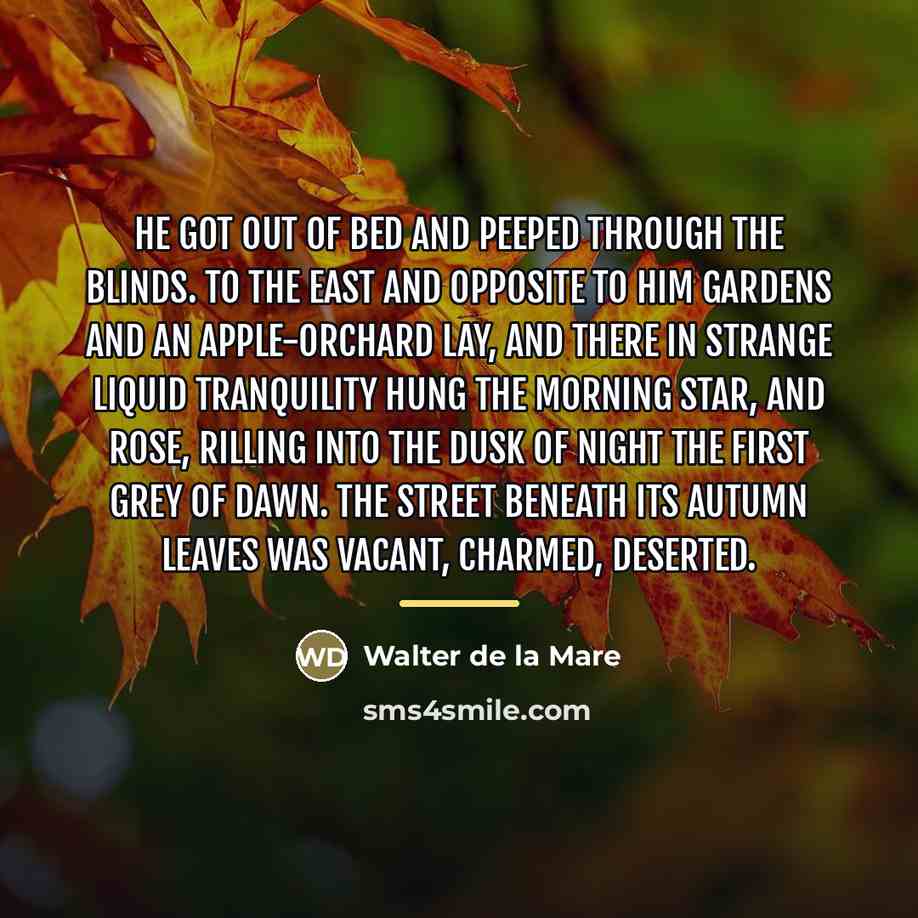 “He got out of bed and peeped through the blinds.…” quote by Walter de La Mare