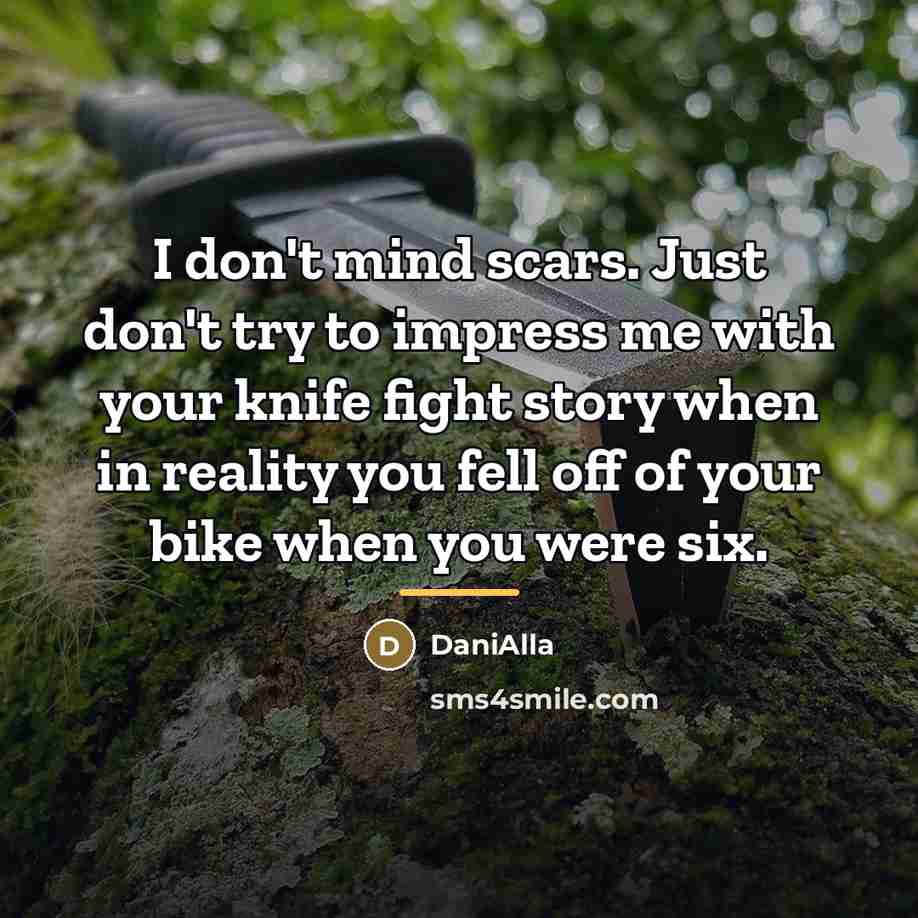 “I don't mind scars. Just don't try to impress me…” quote by DaniAlla
