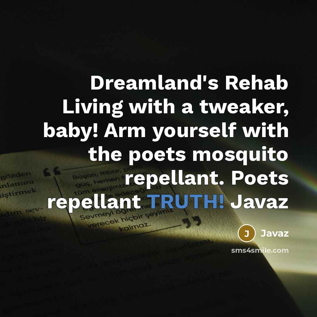 “Dreamland's Rehab Living with a tweaker, baby! Arm yourself with…” quote by Javaz
