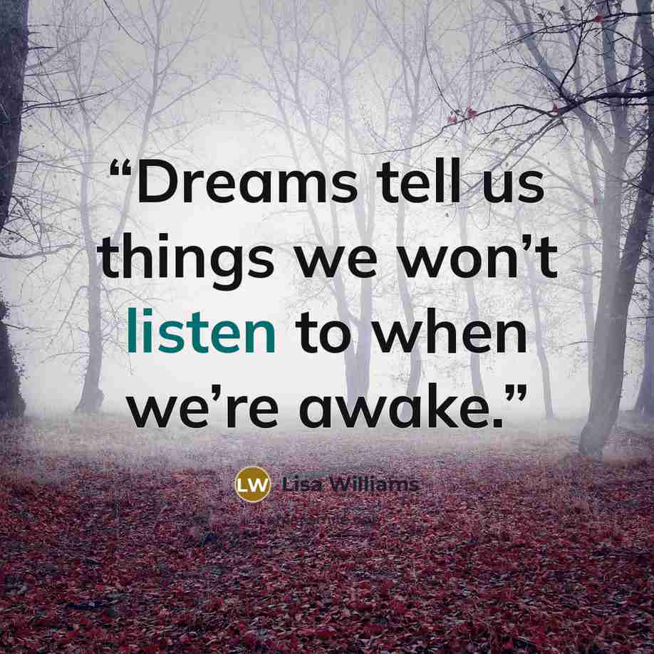“Dreams tell us things we won’t listen to when we’re awake.” quote by Lisa Williams
