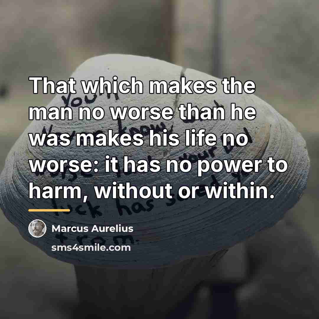 “That which makes the man no worse than he was…” quote by Marcus Aurelius