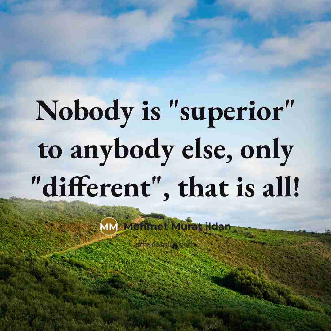 “Nobody is "superior" to anybody else, only "different", that is…” quote by Mehmet Murat Ildan