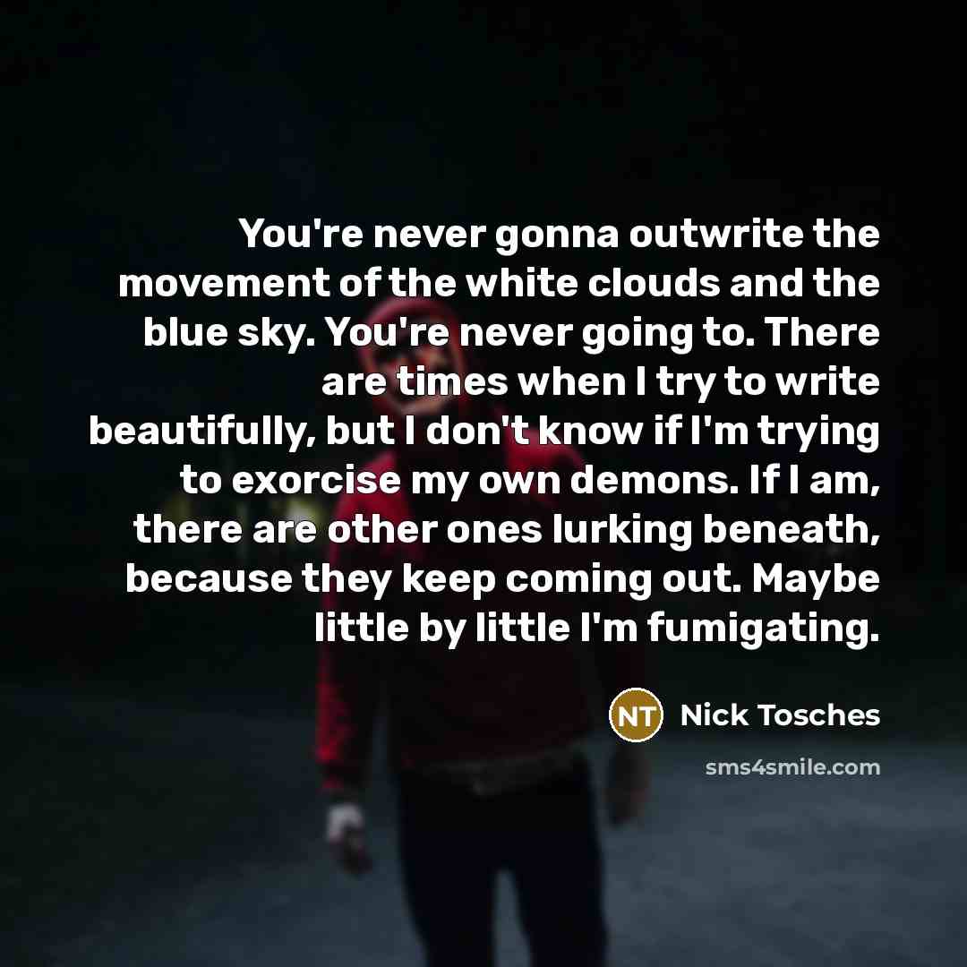 “You're never gonna outwrite the movement of the white clouds…” quote by Nick Tosches