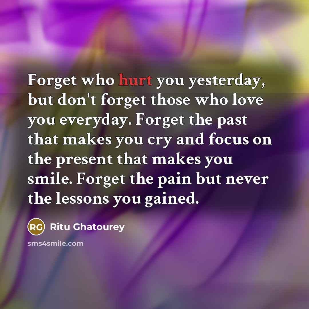 “Forget who hurt you yesterday, but don't forget those who…” quote by Ritu Ghatourey