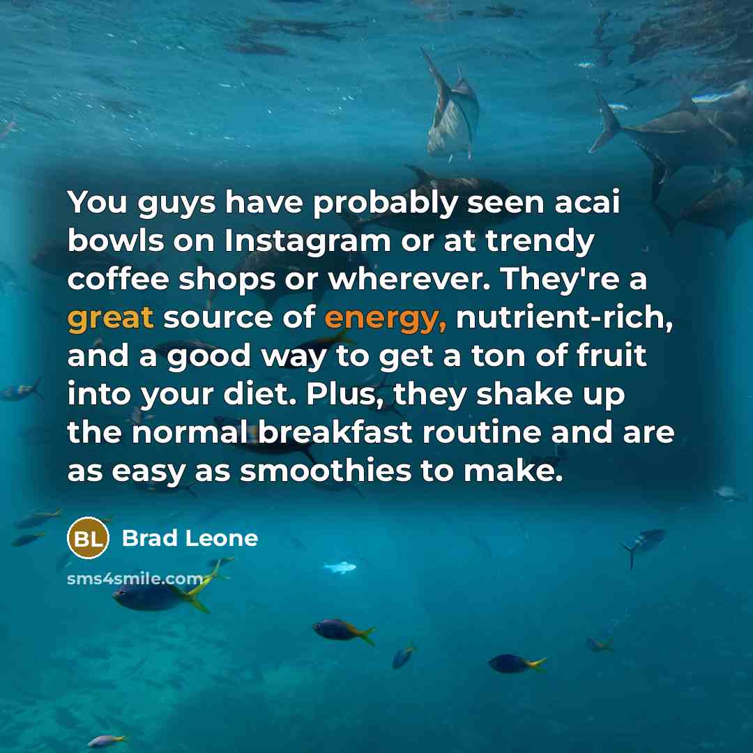 “You guys have probably seen acai bowls on Instagram or…” quote by Brad Leone