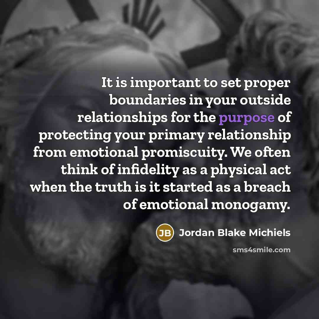 “It is important to set proper boundaries in your outside…” quote by Jordan Blake Michiels
