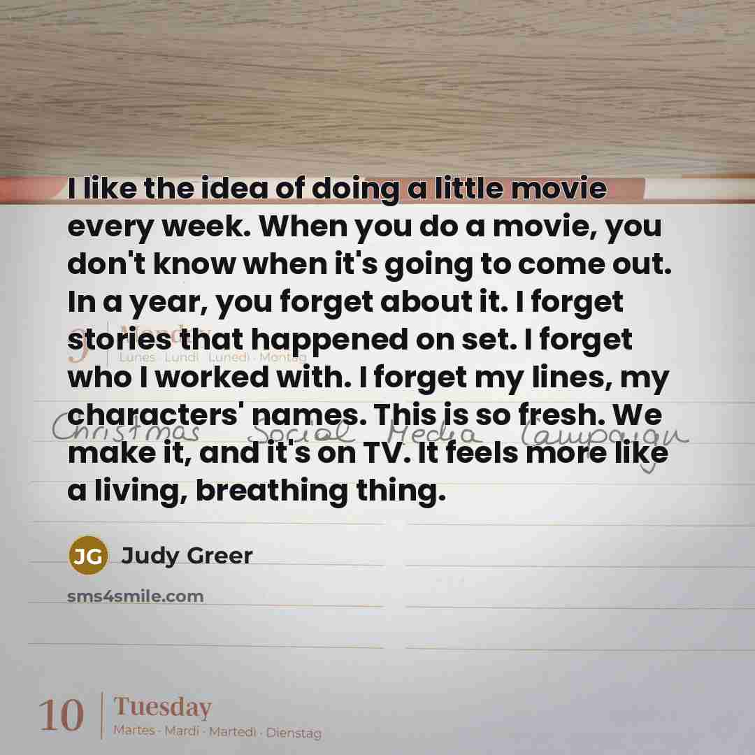 “I like the idea of doing a little movie every…” quote by Judy Greer