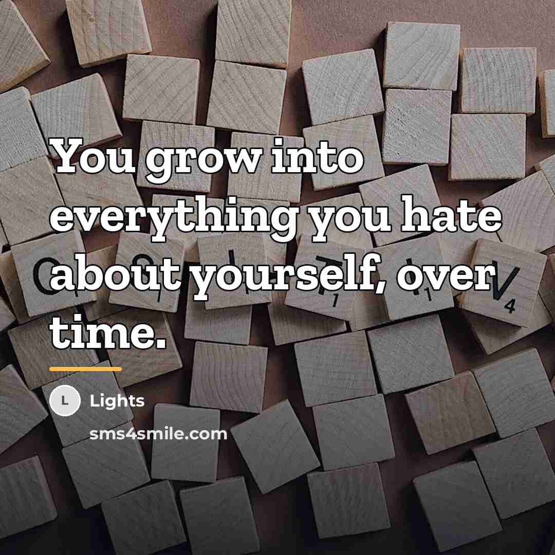 “You grow into everything you hate about yourself, over time.…” quote by Lights