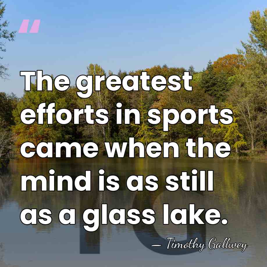 The greatest efforts in sports came when the mind is as still&hellip; - Timothy Gallwey