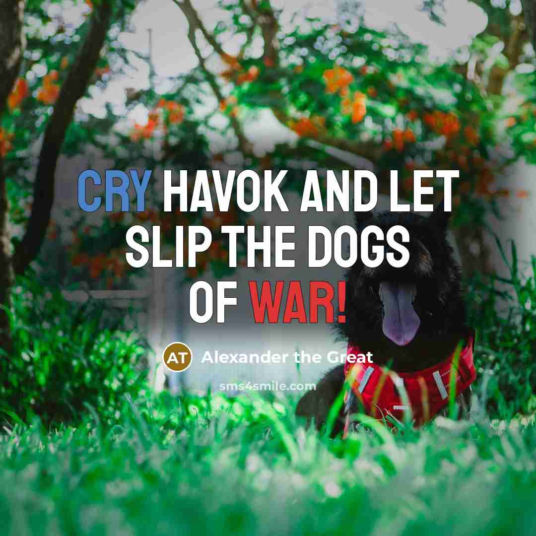 “Cry havok and let slip the dogs of war!” quote by Alexander The Great