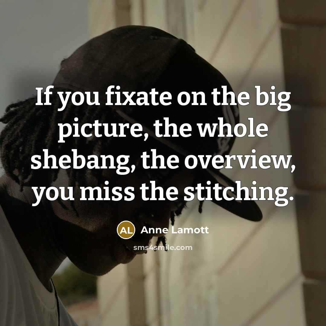 “If you fixate on the big picture, the whole shebang,…” quote by Anne Lamott