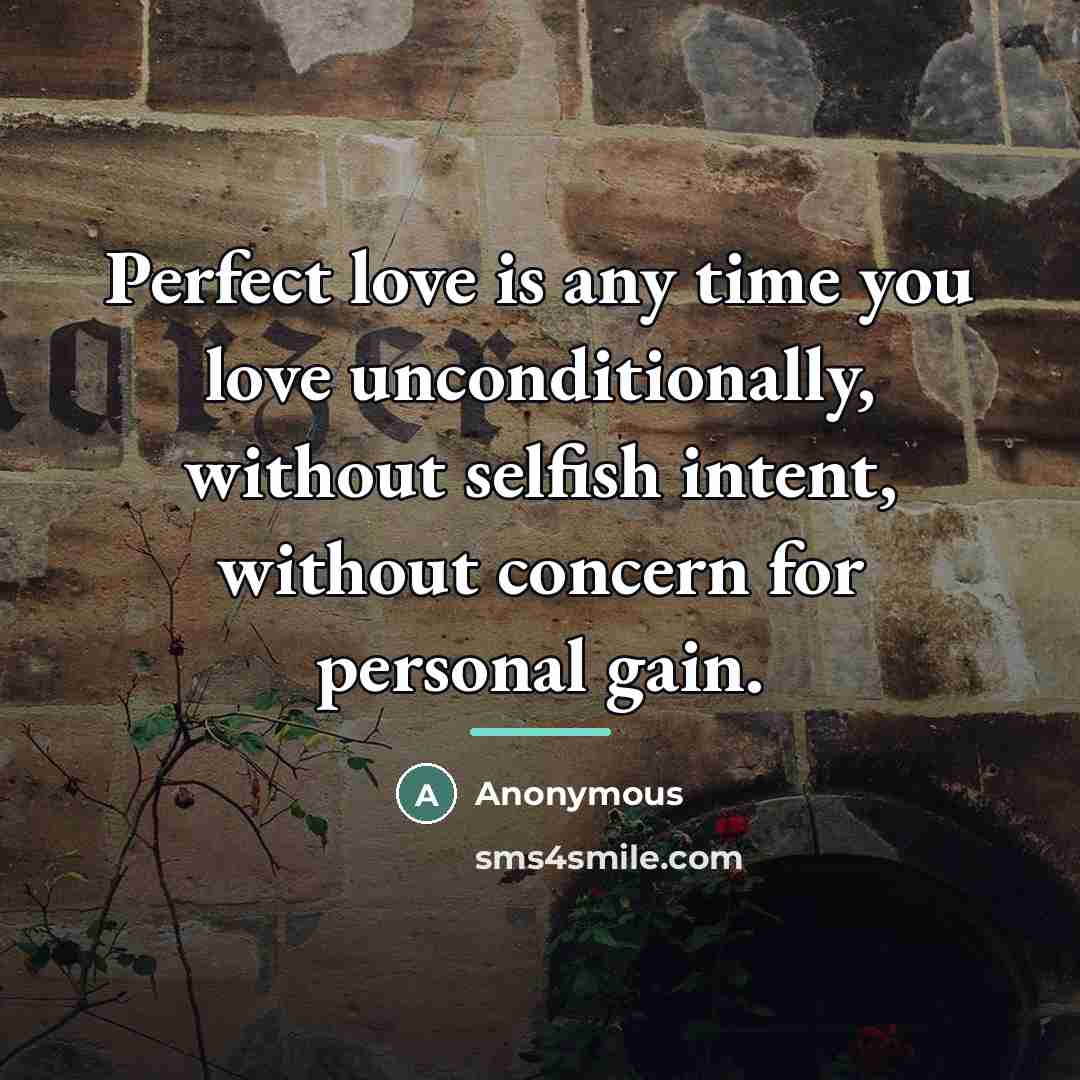 “Perfect love is any time you love unconditionally, without selfish…” quote by Anonymous