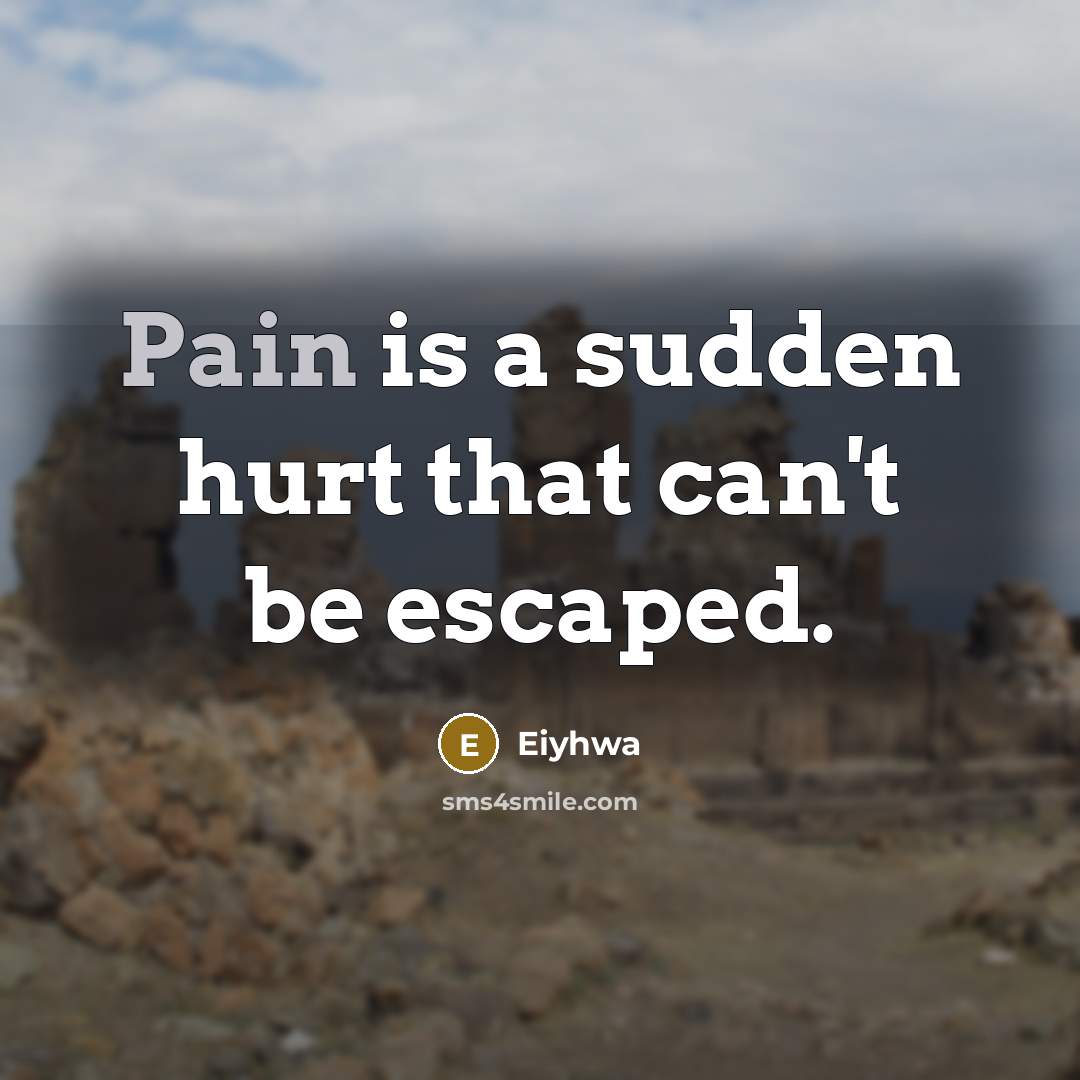 “Pain is a sudden hurt that can't be escaped.…” quote by Eiyhwa
