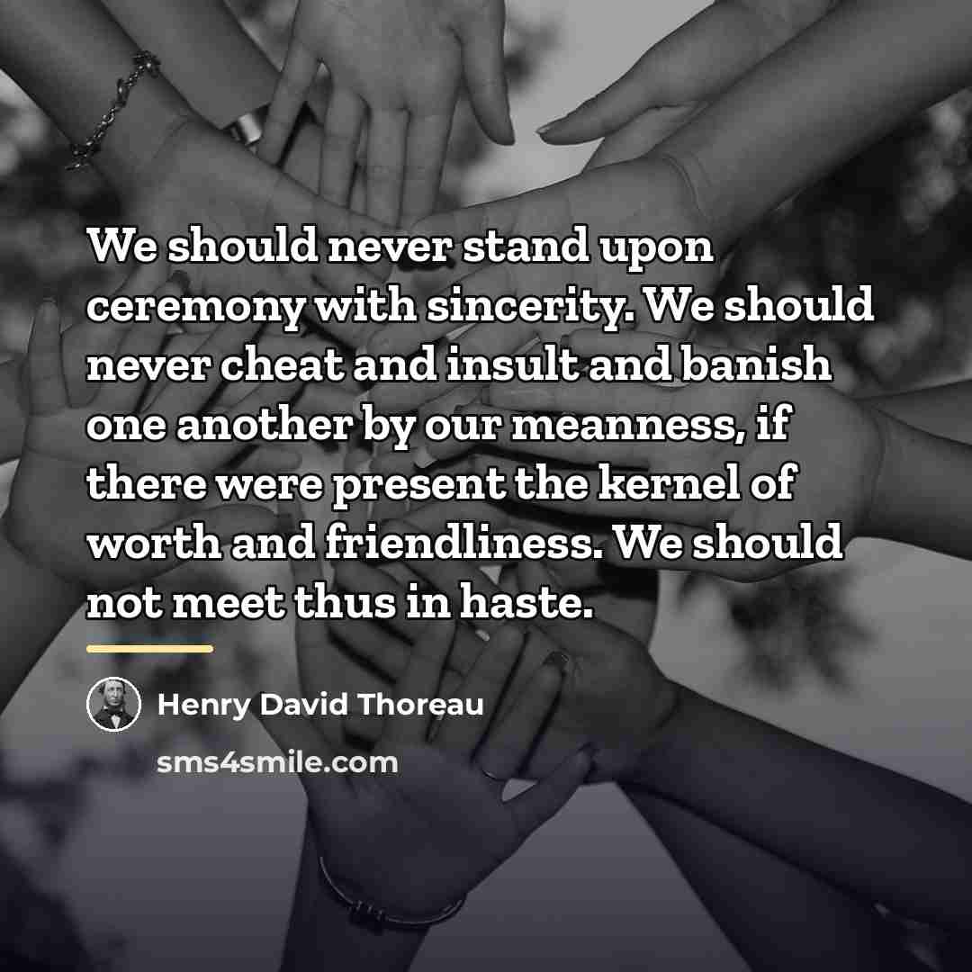 “We should never stand upon ceremony with sincerity. We should…” quote by Henry David Thoreau