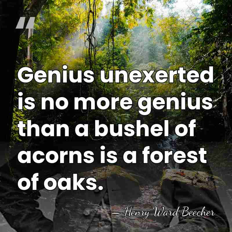 Genius unexerted is no more genius than a bushel of acorns is&hellip; - Henry Ward Beecher