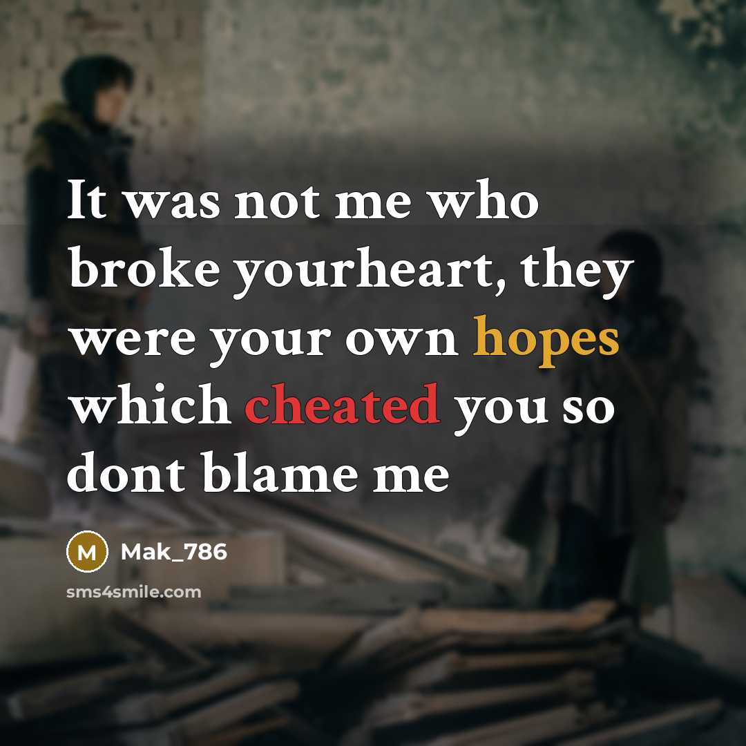 “It was not me who broke yourheart, they were your own hopes which cheated you so dont blame me” quote by Mak_786