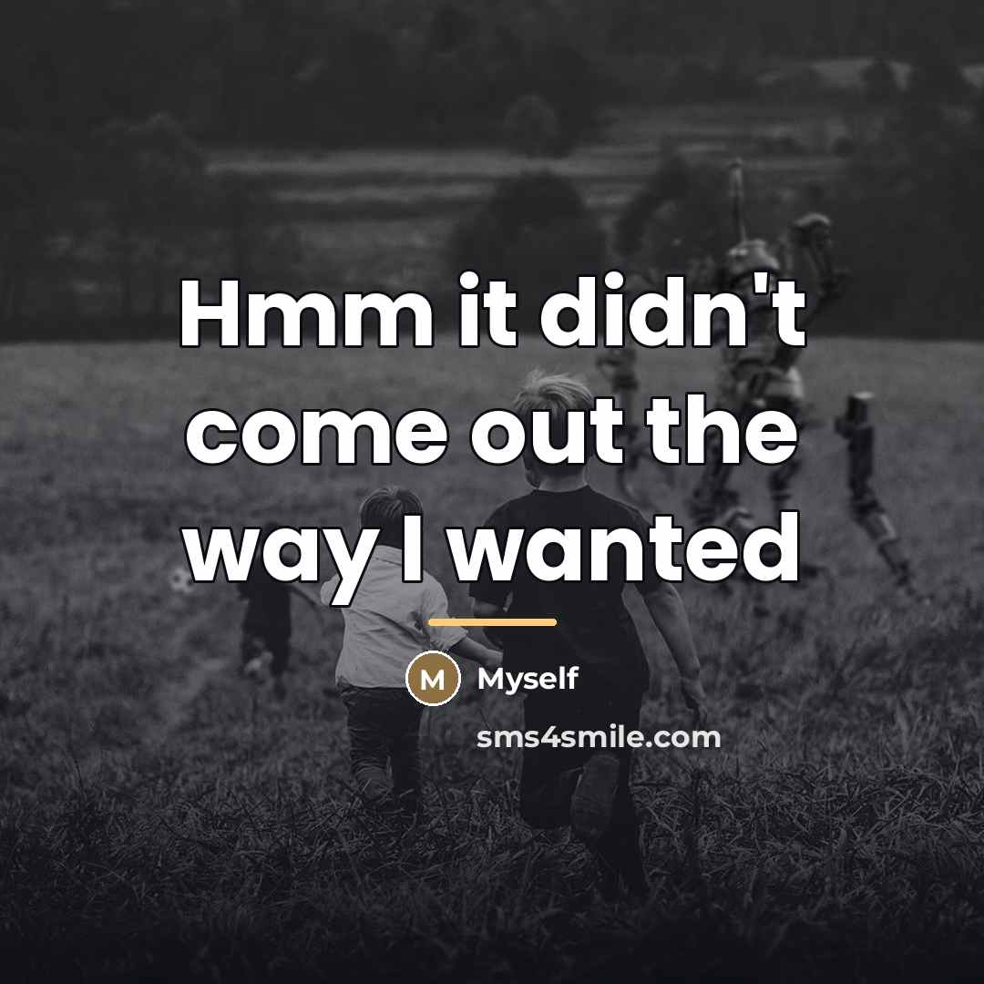 “Hmm it didn't come out the way I wanted…” quote by Myself