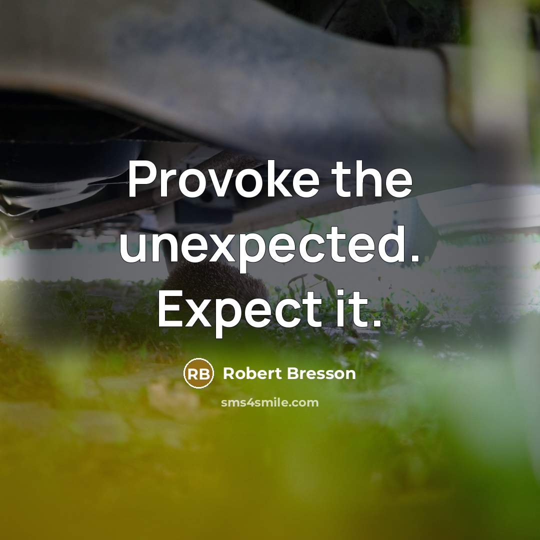 “Provoke the unexpected. Expect it.” quote by Robert Bresson
