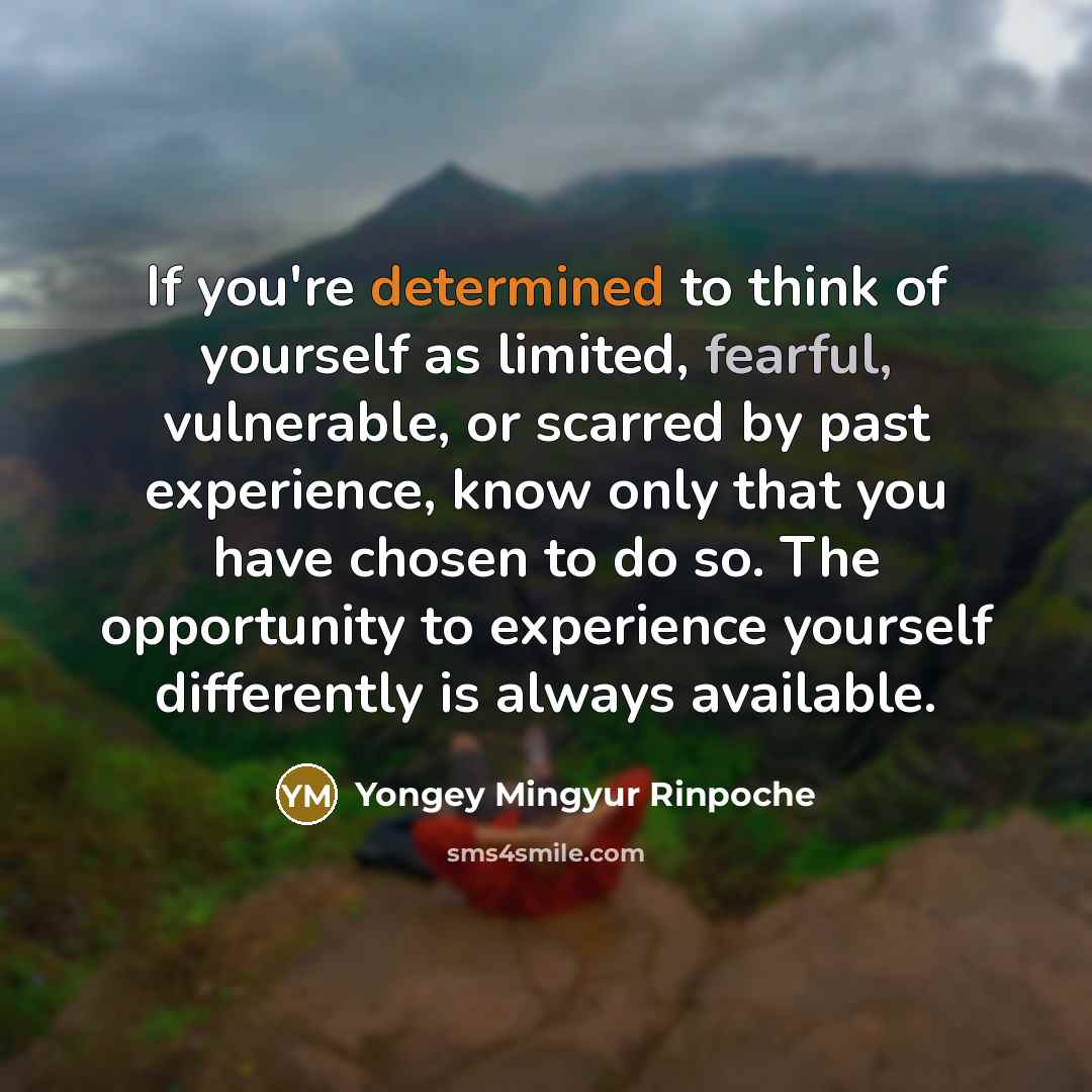 “If you're determined to think of yourself as limited, fearful,…” quote by Yongey Mingyur Rinpoche