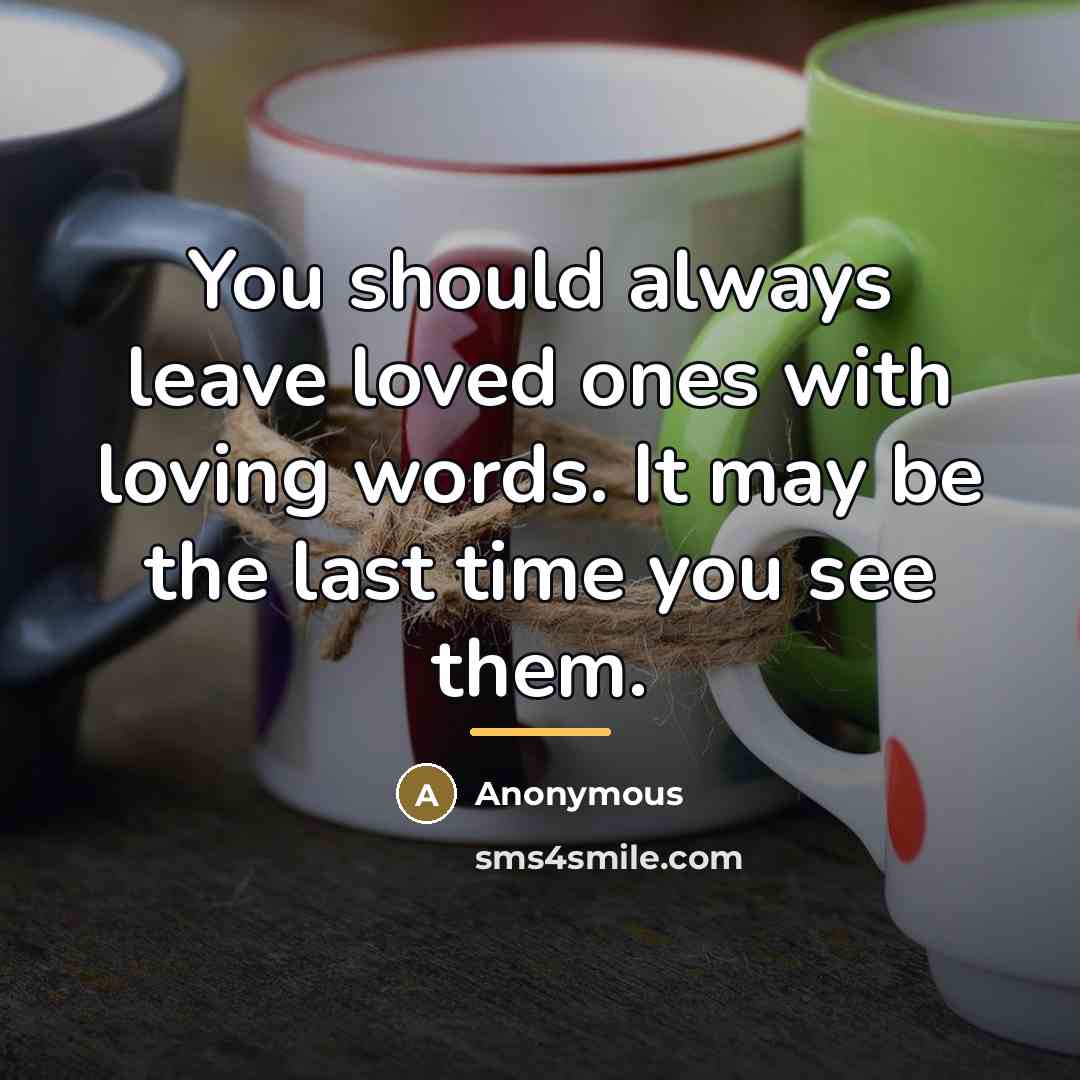 “You should always leave loved ones with loving words. It…” quote by Anonymous