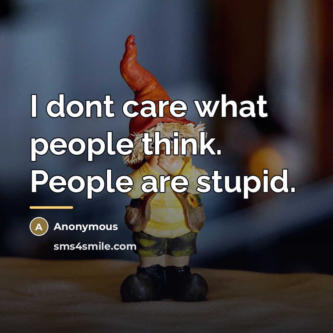 “I dont care what people think. People are stupid.…” quote by Anonymous