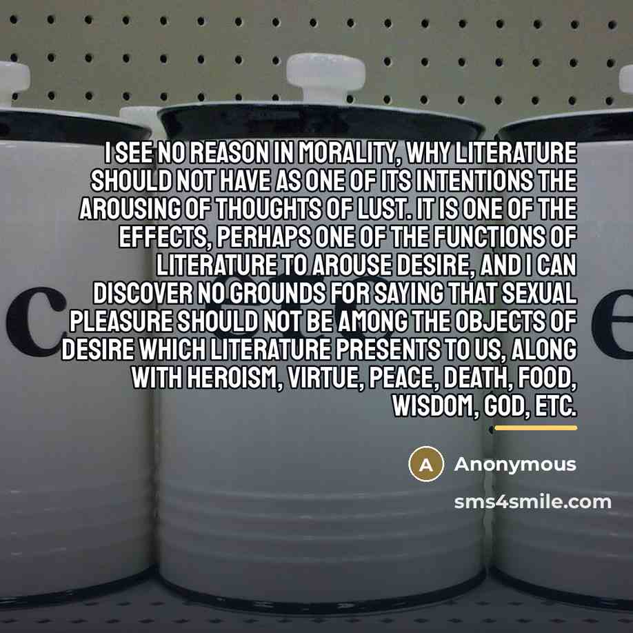 “I see no reason in morality, why literature should not…” quote by Anonymous