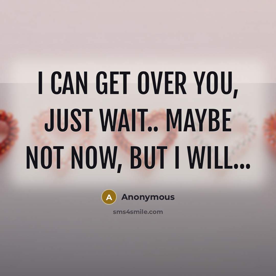 “I can get over you, just wait.. maybe not now,…” quote by Anonymous
