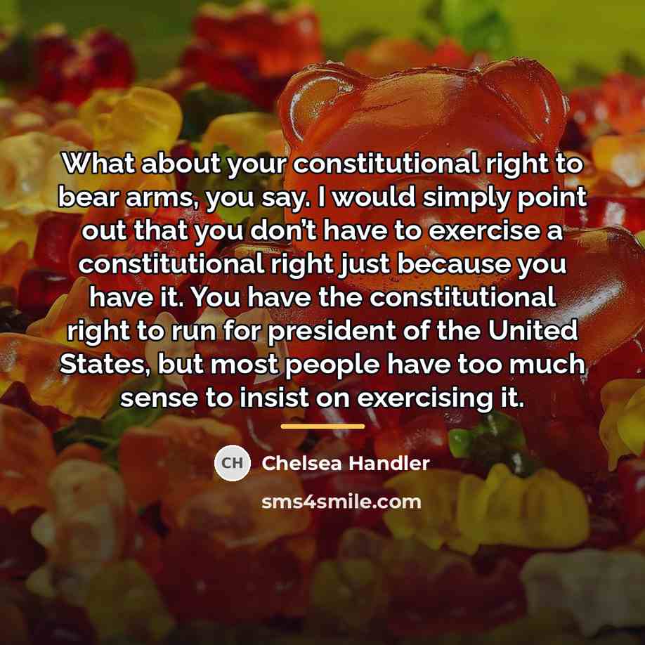 “What about your constitutional right to bear arms, you say.…” quote by Chelsea Handler