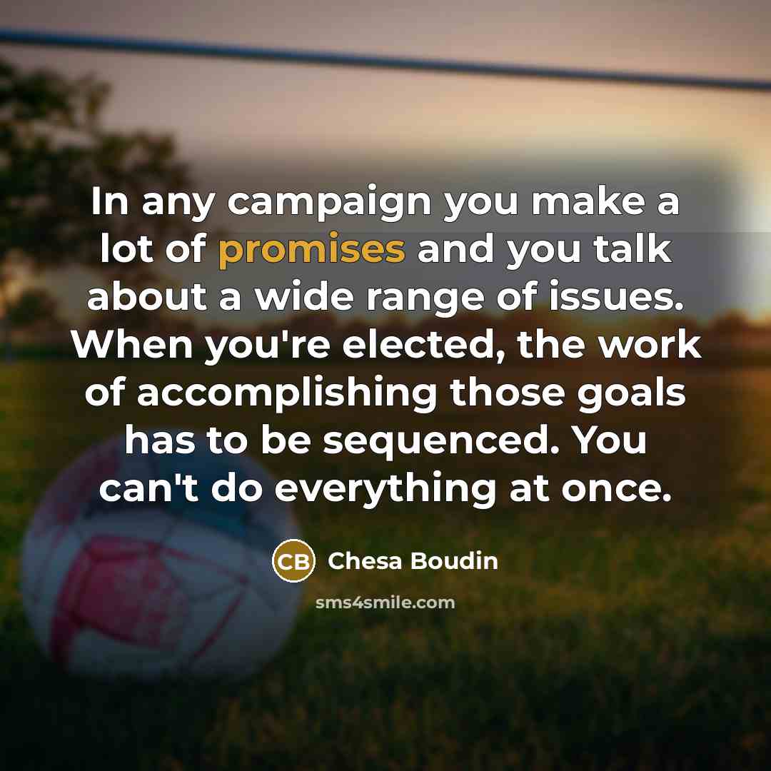 “In any campaign you make a lot of promises and…” quote by Chesa Boudin