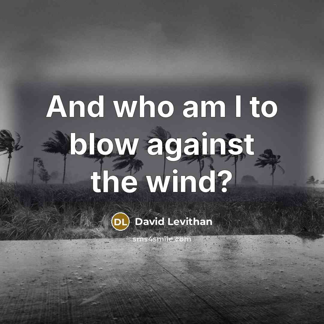 “And who am I to blow against the wind?…” quote by David Levithan