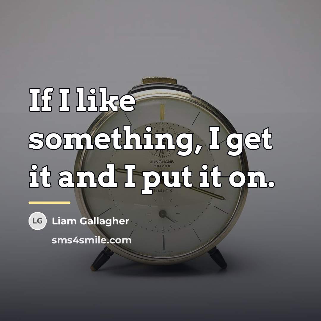 “If I like something, I get it and I put…” quote by Liam Gallagher