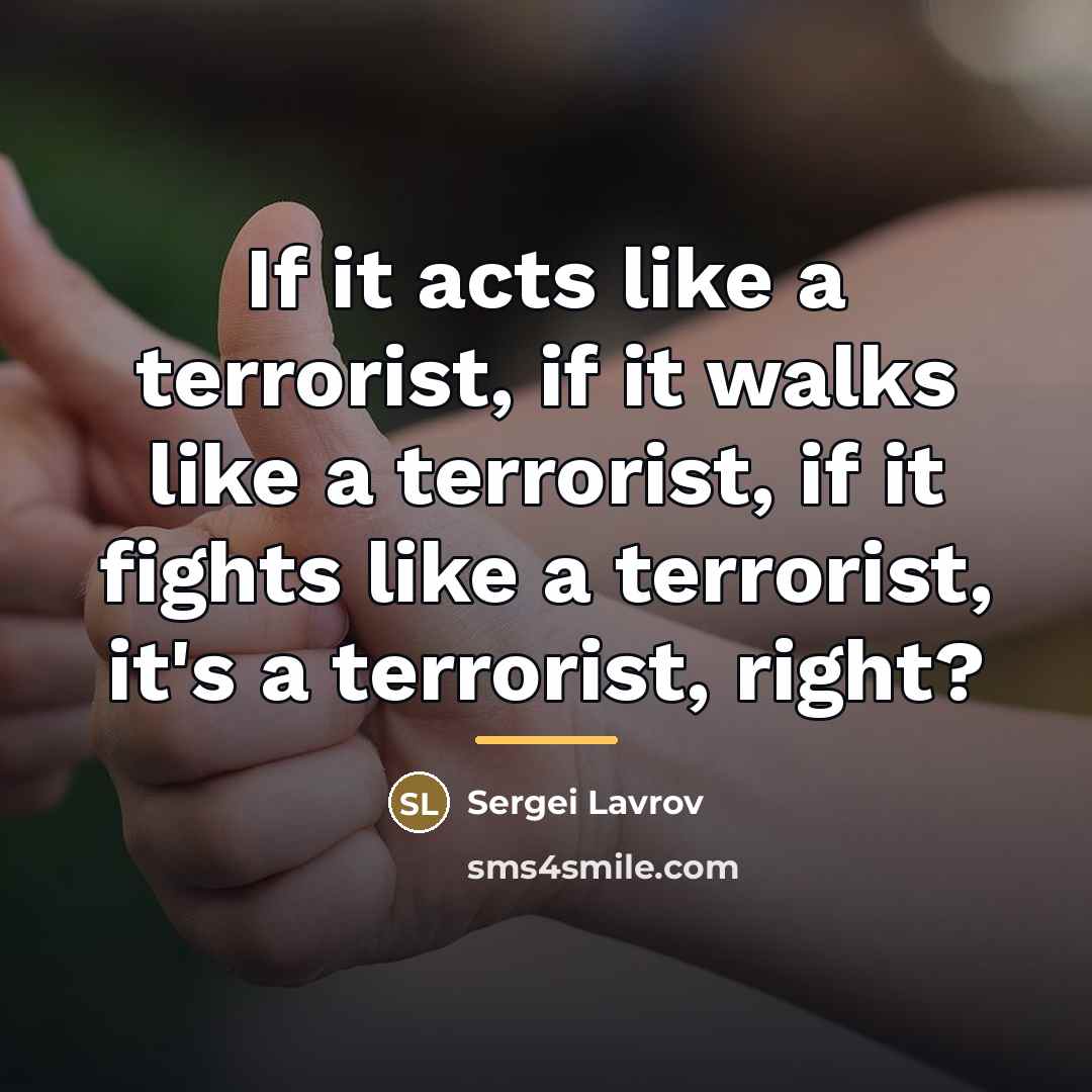 “If it acts like a terrorist, if it walks like…” quote by Sergei Lavrov