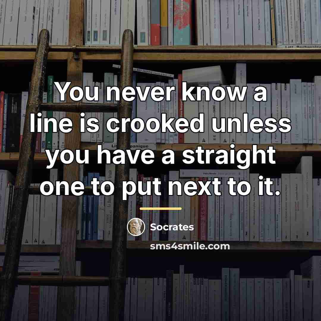 “You never know a line is crooked unless you have…” quote by Socrates