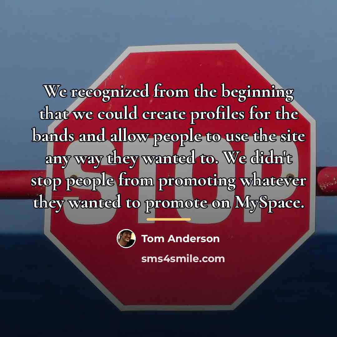 “We recognized from the beginning that we could create profiles…” quote by Tom Anderson
