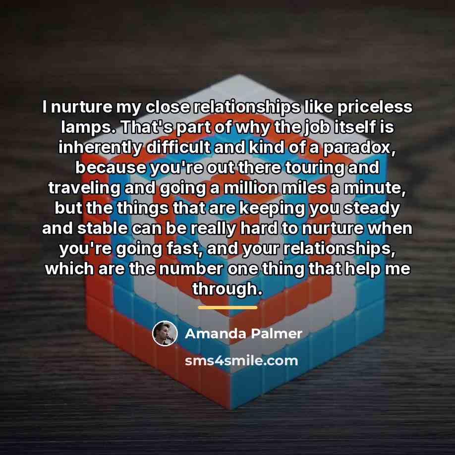 “I nurture my close relationships like priceless lamps. That's part…” quote by Amanda Palmer