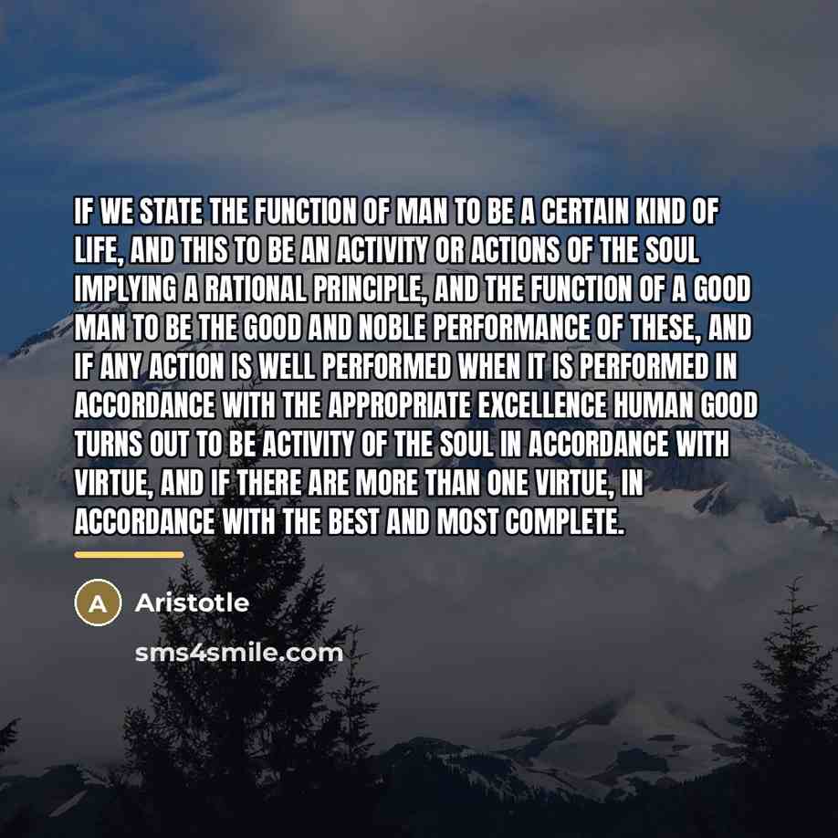 “If we state the function of man to be a…” quote by Aristotle